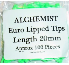 Alchemist Euro Lipped Tips Fluro Green 20mm 100 pieces