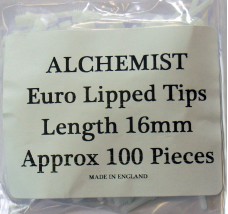 Alchemist Euro Lipped Tips White 16mm 100 pieces