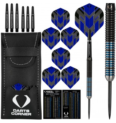 *Darts Corner BlackFin Darts - Steel Tip - M4 - Straight - Blue - 22g-D0820