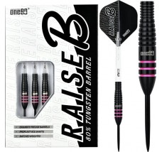 One80 Raise B Darts - Steel Tip - Black - Pink Rings - 23g