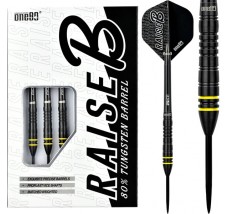 One80 Raise B Darts - Steel Tip - Black - Yellow Rings - 23g