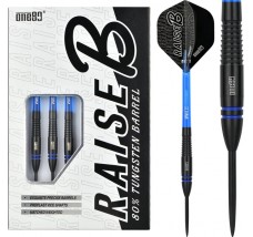 One80 Raise B Darts - Steel Tip - Black - Blue Rings - 23g